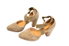 Corso Como Shoes Womens Size 8.5 Taupe Suede Block Heel Elastic Strap Dress