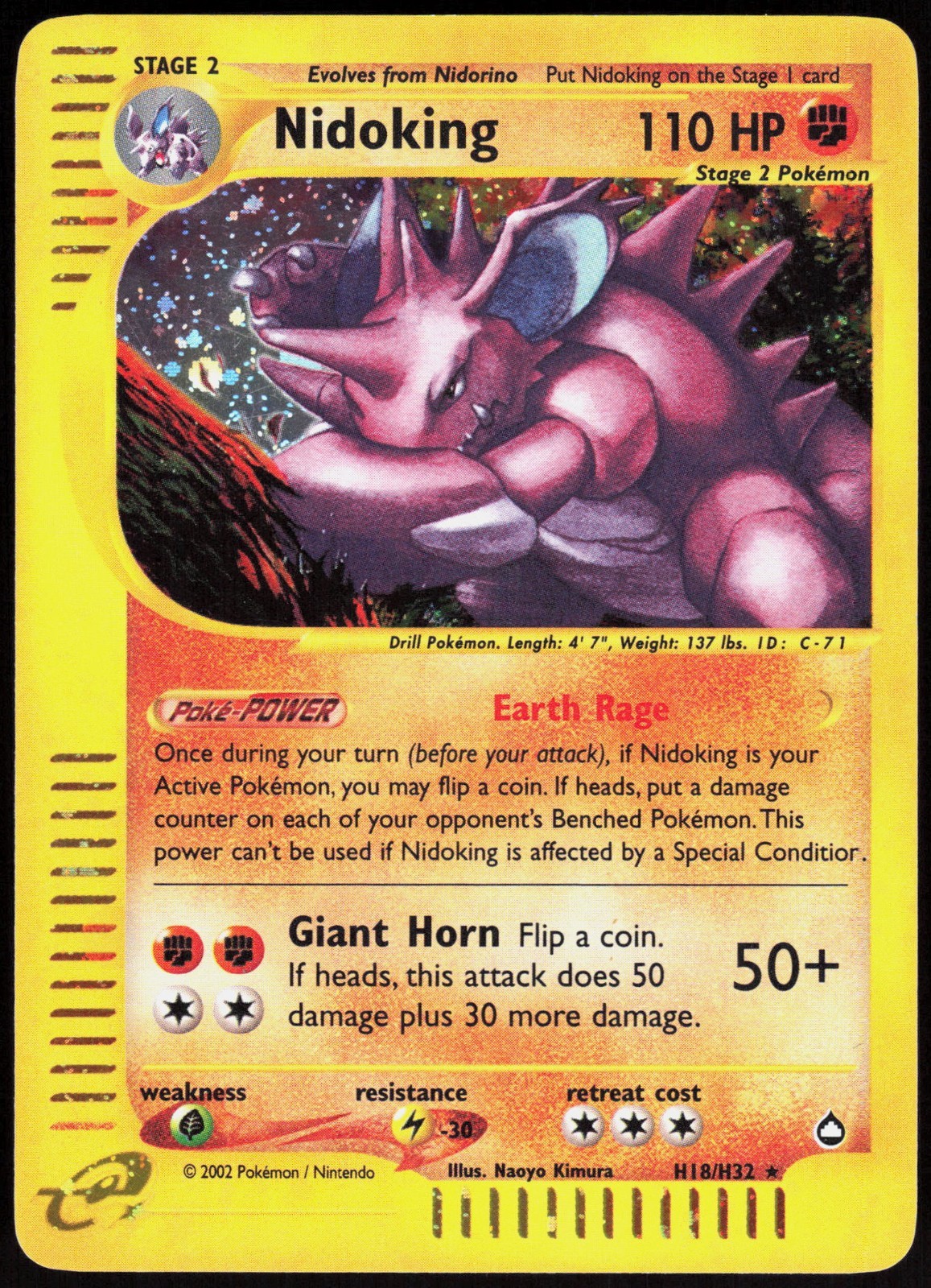 Nidoking - H18/H32 - Pokemon Aquapolis Holo Rare Card NM