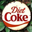 2D Flat, Vintage Diet Coke Tin Metal Signs Wall Art Sign - 8x8 Inch Retro 2D Fla