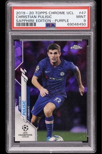 2019 Topps Chrome UCL Sapphire Christian Pulisic #47 Purple /25 Soccer PSA 9