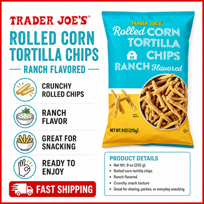 Trader Joe's Ranch Flavored Rolled Corn Torilla Chips Gluten Free 9 oz