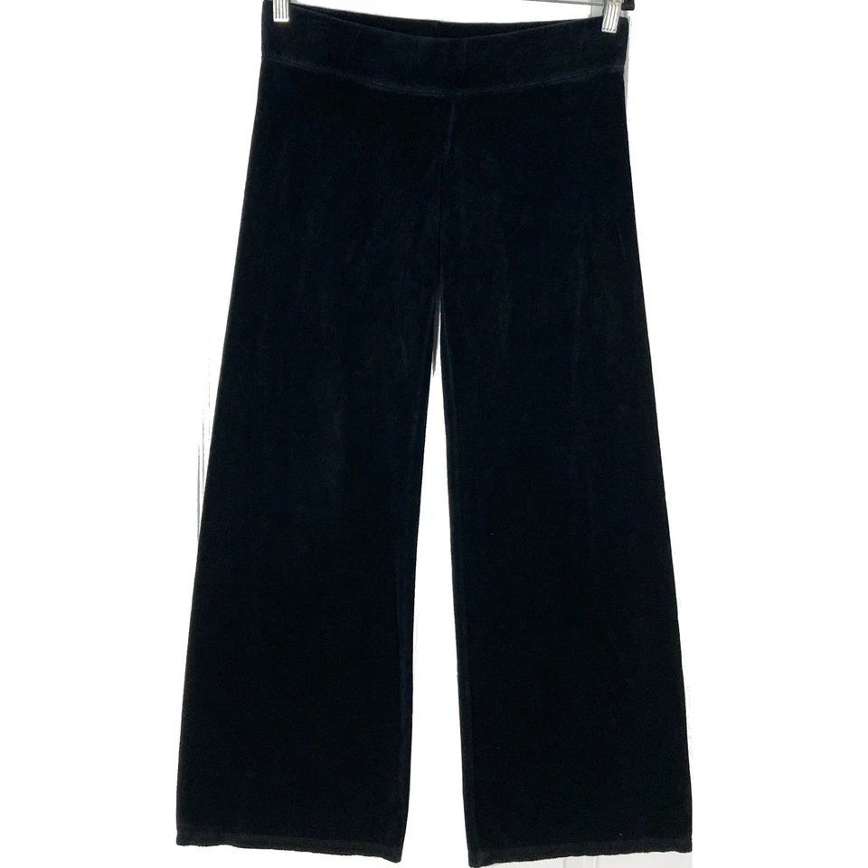 nwot JUICY COUTURE Pant S Black Vintage Y2£ Terrycloth Low Rise Wide Leg USA