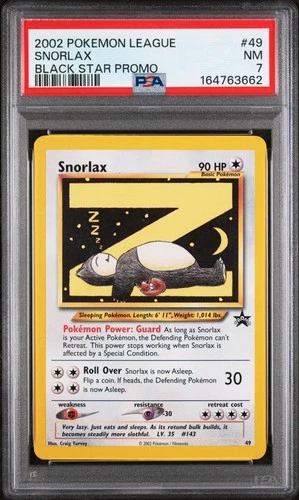 2002 POKEMON LEAGUE PROMO BLACK STAR #49 SNORLAX PSA 7