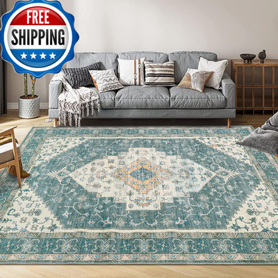 Gaomon Boho Traditional Washable Area Rug 5X7 Vintage Medallion Print Carpet