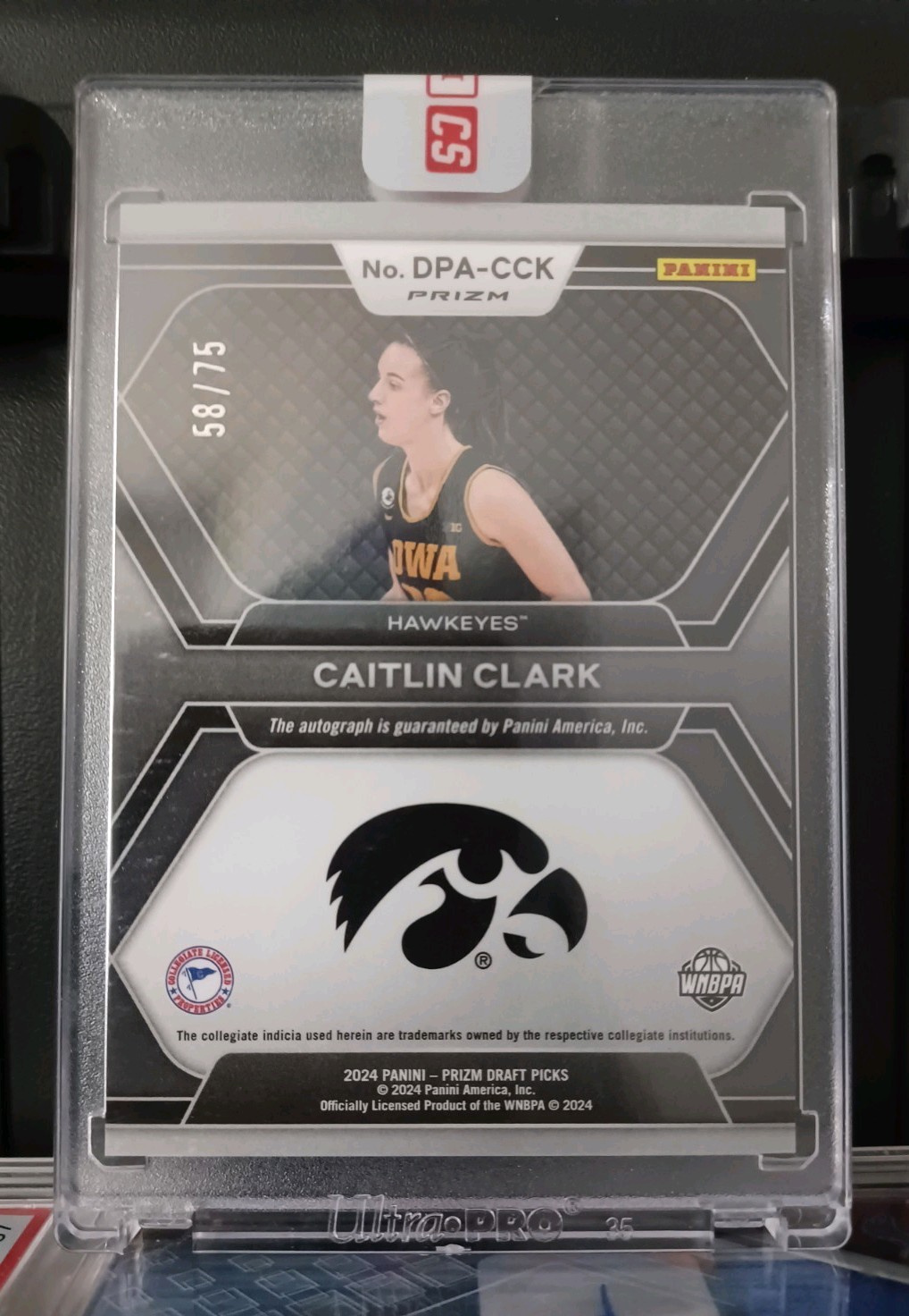 Caitlin Clark RC Auto 2024 Panini Prizm DPs #58/75 BLUE PRIZM Encased By Panini view 7