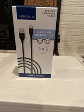 Insignia - 10' USB-C  To USB Charging Cable -  Braided Gray Color NIB