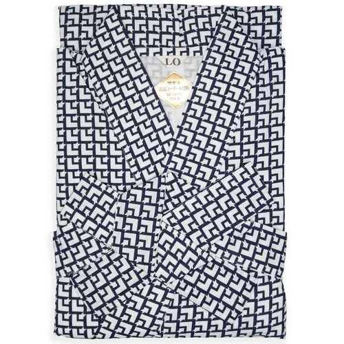 VTG Japanese Nemaki Cotton Onsen Hot Spring Kimono Geometric Print: Mens X-Large