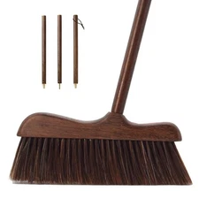 Wood Broom with Long Handle Soft Bristle Sweeper Broom Indoor Hand Brooms for...