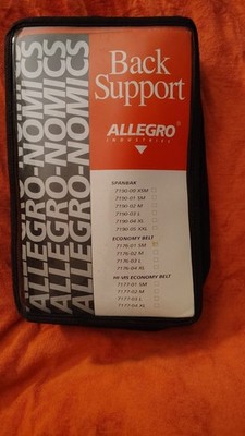 Allegro Back Support Belt Adjustable Snap-off Suspenders Small Black