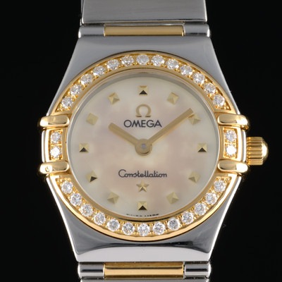 Omega Constellation My Choice 18k Gold Factory Diamond MOP Dial 22mm Watch