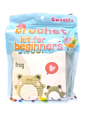 Swoolfe Crochet Kit for Beginners, Cute Frog, Crocheting Knitting Kit DIY