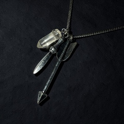 Pendant Necklace Arrow Point Crystal Charm Silver Box Chain Bohemian Adjustable
