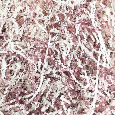 1/2 LB Metallic Pink White Crinkle Paper Filler, Gift Wrap Box Basket Shred