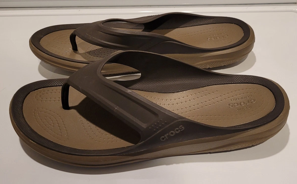 Crocs Athens Men\'s Flip Flops Espresso Brown Tan 9 Comfort Casual Sandals Crocs Athens flip-flop Sandals Size M9 W11 Espresso/Walnut  main image 3