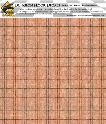 Dungeon Flooring Design 004 Salmon Tiles DIY 28mm Miniature Gaming Decals
