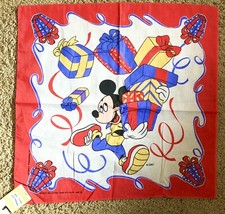 Vintage Disney MICKEY MOUSE W/Stack of Presents  Bandana Scarf Woronowicz USA
