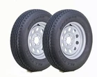 2 ROCKMAN Trailer Tire Assembly ST205/75R15 8-Ply Silver Mod Rim 5 Lug on 4.5"