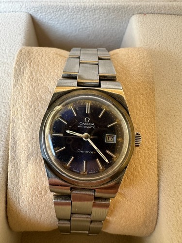 Vintage Omega Geneve Automatic Watch Date Cal.1012 Blue Dial cal 684 Ladies 26mm