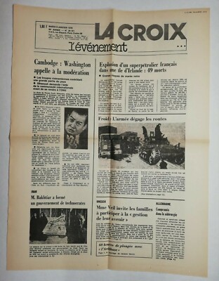 N641 Titelseite der Zeitung La croix 9. Januar 1979 Kambodscha: Washington 