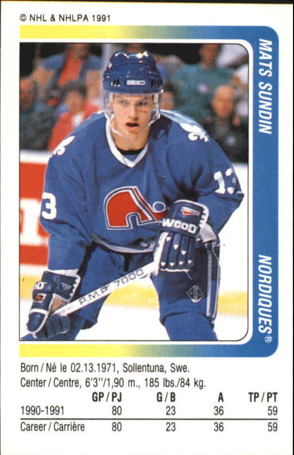 199192 Panini Stickers Nordiques Hockey Card 255 Mats Sundin eBay