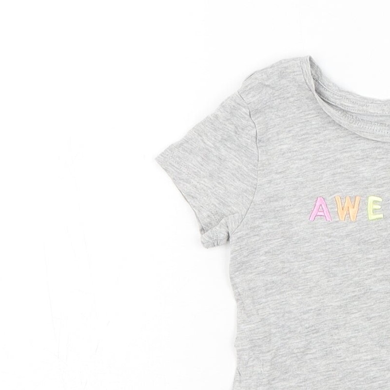 Primark Girls Grey Cotton blend T-Shirt Size 2-3 Years  - Awe image 6