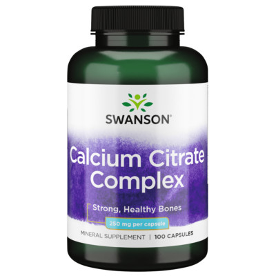 Swanson Calcium Citrate Complex Capsules- 250 mg- 100 Count-