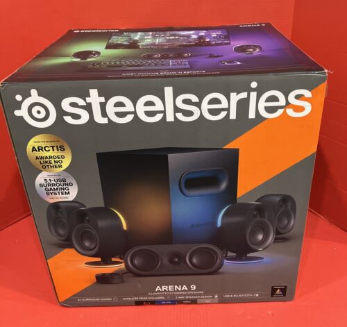 KIt Caixas Som Gamer SteelSeries Arena 9 RGB 5.1 Com Bluetooth