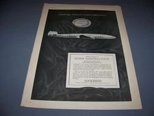VINTAGE..1952 LOCKHEED SUPER CONSTELLATION..SALES AD ..RARE! (281J)