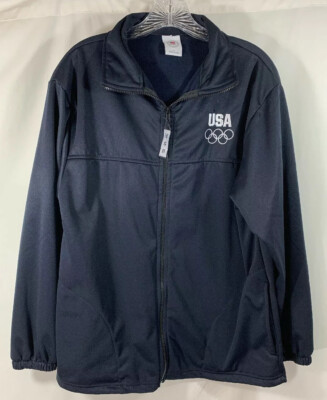 UNITED STATES OLYMPIC COMMITTEE Team USA Full ZIP Track Jacket BLACK Womens L 