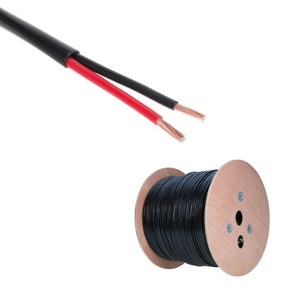 16/2 In-Wall Outdoor Burial UV CL2 Speaker Wire 16 AWG Gauge Cable Black 500ft