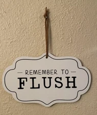 Remember To Floss Hanging Wall Sign, Bathroom Decor, Bathroom Wall Sign