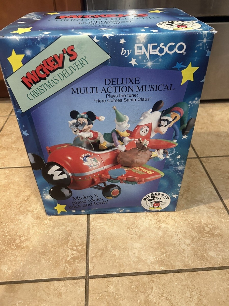 ENESCO MICKEYS CHRISTMAS DELIVERY AIRPLANE VINTAGE Music Mickey