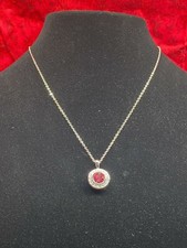 Genuine Rose "Crystals From Swarovski " Rhodium Plated Round Halo Pendant