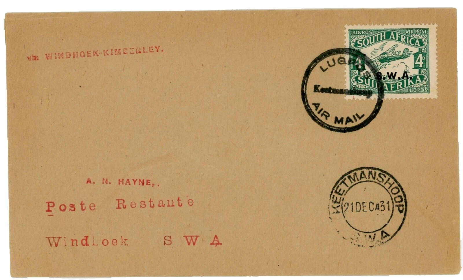 South West African Postal History Stamps