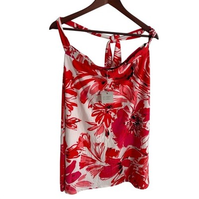 Cupio Womens Red Pink Floral Halter Tie Neck Top Small NWT Flowy Beach Vacation