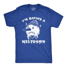 Mens I'm Having A Meltdown T Shirt Funny Winter Snowman Anxiety Novelty Tee