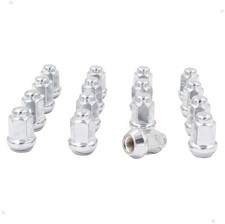 16 Pcs Thread Bulge Acorn 28mm 1.10" Long Lug Nuts 3/8"-24 Chrome 14mm Hex