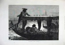 Old Antique Print 1879 Fine Art Honeymoon Venice River Gondolla Fine Art 19th