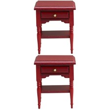 2 Pieces Mini House Furnishing Furniture Prop Doll Night Table Vintage
