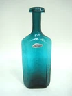 Rare Blenko Glass Teal Joel Myers Bottle #6612 Barber's Bottle W/Sticker