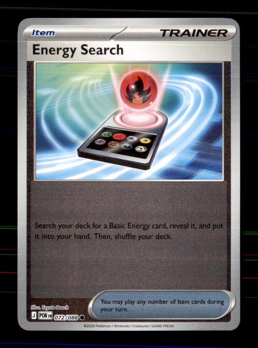 Energy Search 072/088 Common Perfect Order Pokemon Reverse Holo Near Mint