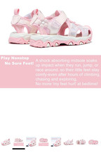 Kids Pink/White Mesh Sport Sandals Hook Loop Adjustable Strap Size 2