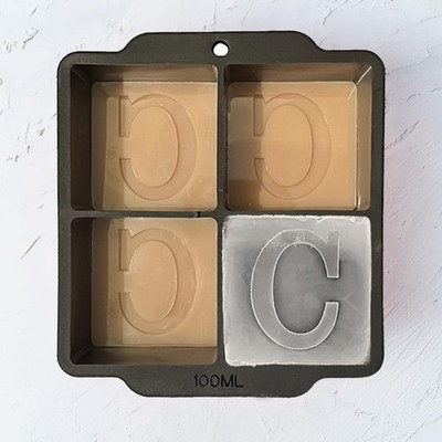 Letter Monogram Ice Cube Mold Custom Ice Cube Mold 2 Inch Big Initials Silico...