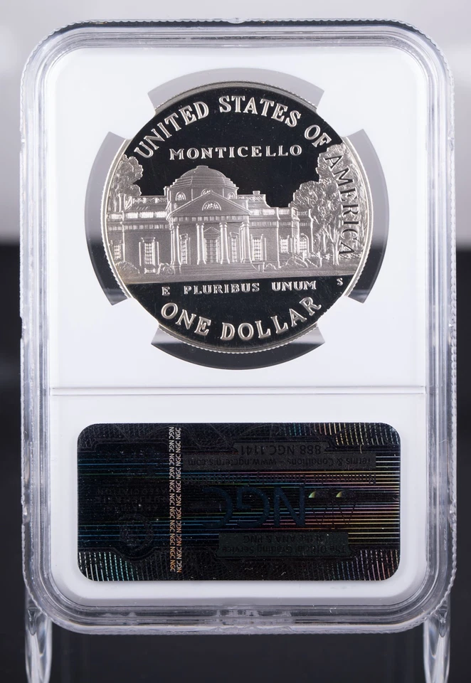 Certified 1993-S Silver $1 NGC PF69 UC Thomas Jefferson Architect of Democracy - Image 3 of 4