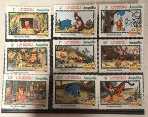 Winnie the Pooh Anguilla stamp set Christmas 1982 A.A.Millne's 100th Birthday
