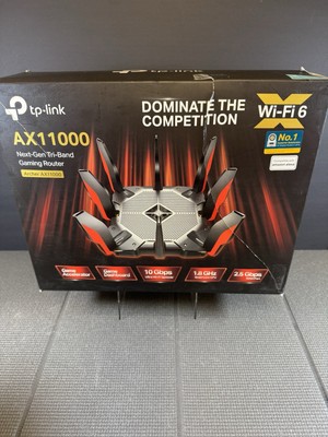 TP Link Next Gen AX11000 12 Stream Tri-Band Wi-Fi 6 Gaming Router Torn Box