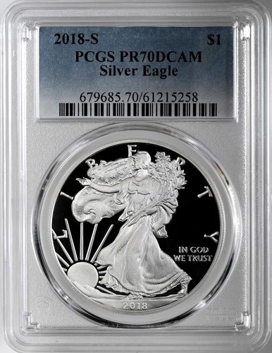 2018-S  $1  PROOF AMERICAN SILVER EAGLE (ASE/SAE) PCGS PR70 DCAM  #61215258