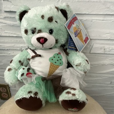 Build-A-Bear Workshop Ice Cream Collection Bear Plush Mint Chocolate Chip w/ Ou 