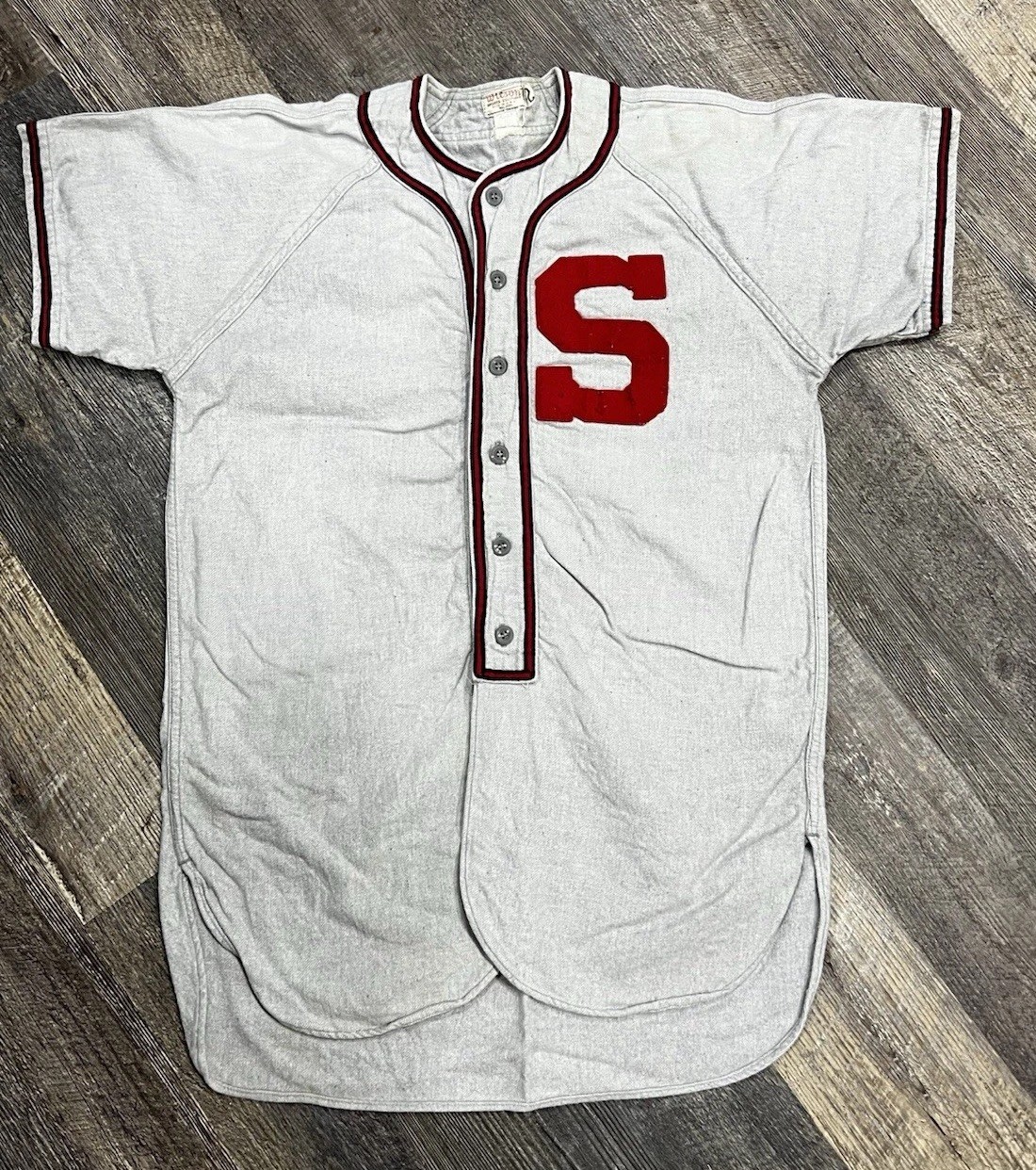 Vintage 1960s Wilson USA Baseball Jersey Flannel Button Front ‘S’ 42 Team Issued