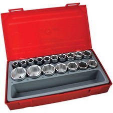 Teng Metric 6-Pt Socket Set, 17 Piece - 1/2in Drive
